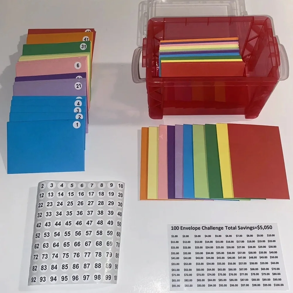 100 envelope challenge Kit (Reddish Pink)